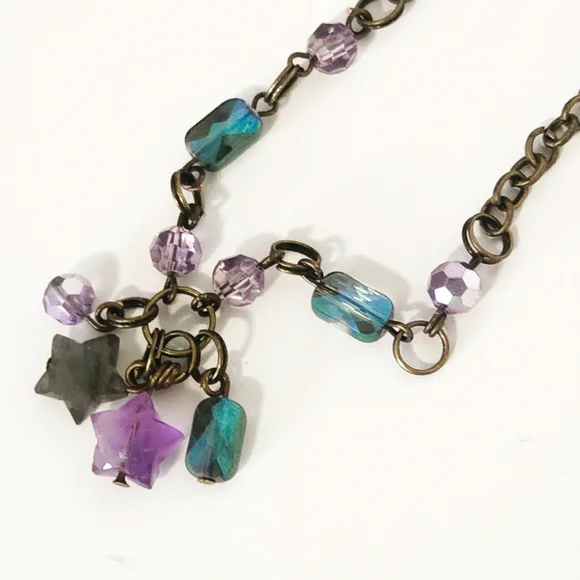 Charming Purple and Blue Star Necklace - Picture 2 of 4